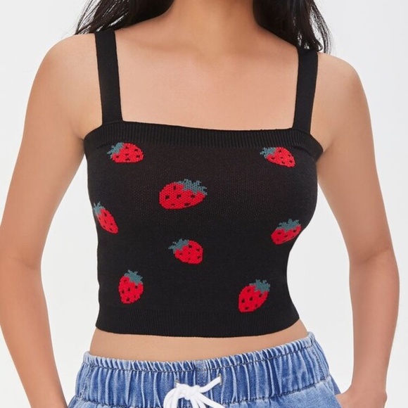 Forever 21 - Strawberry Cardigan Sweater & Crop Top Set Size 1X - Picture 2 of 5
